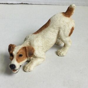 Castagna Vintage 1988 Russell Terrier White Tan Dog Crouching down